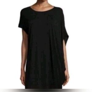 Eileen Fisher black Tencel Knit Tunic asymmetrical boxy boho